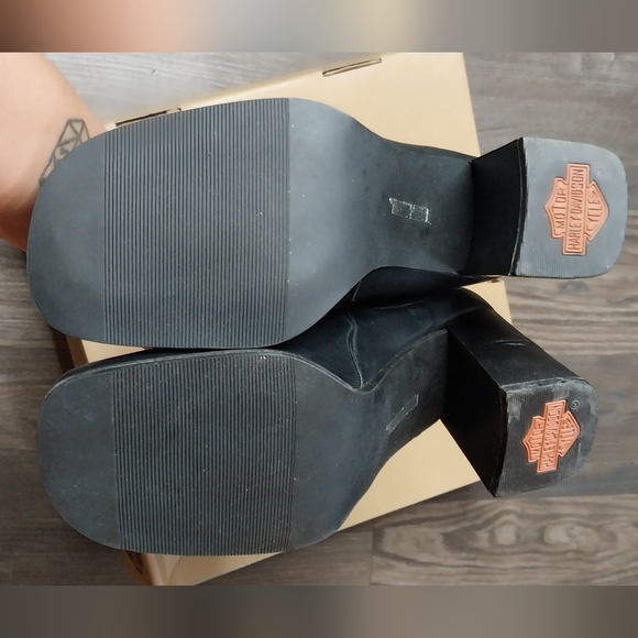 Vintage Harley-Davidson flame chunky high heel ankle boots - Picture 6 of 13